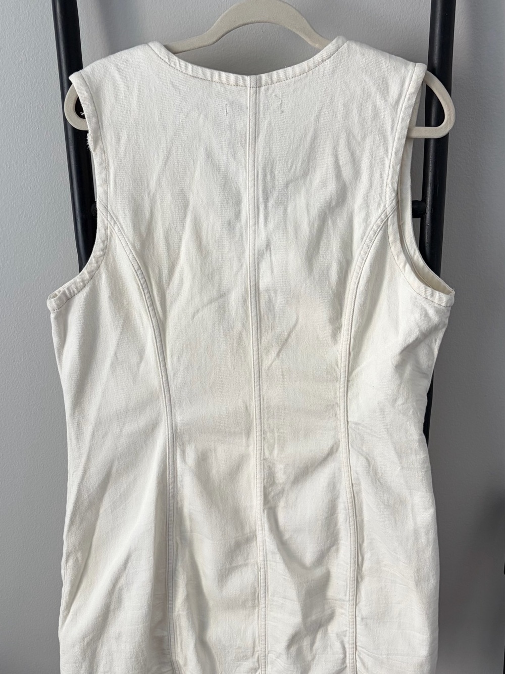 Abercrombie & Fitch Women's Cream Button-Front Sleeveless Denim Vest Dress - Picture 2 of 3